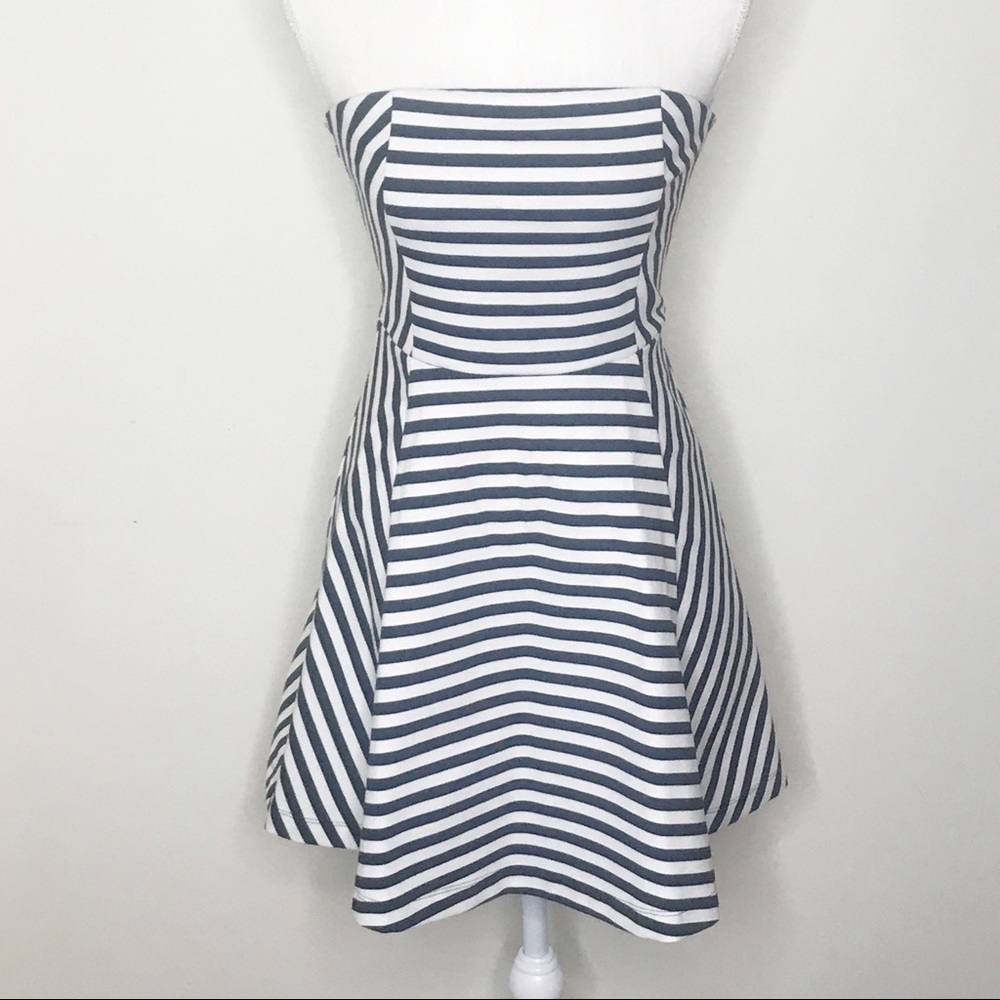 Express | Black White Striped Strapless Dress Sz 2